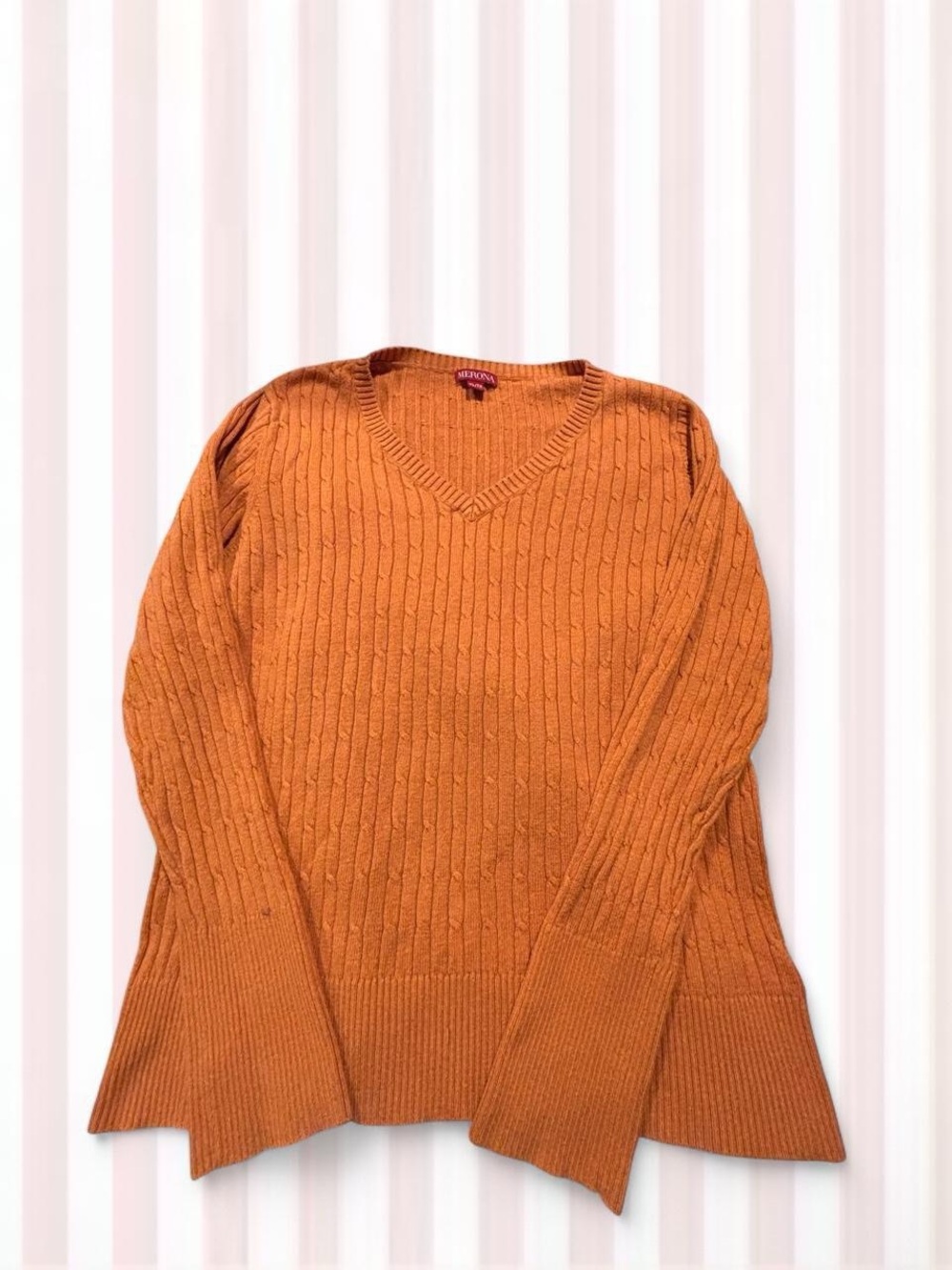 Merona Women's Cable-Knit V-Neck Sweater - Rust Orange
